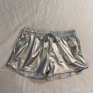 Womens Silver Metallic Shorts Size M